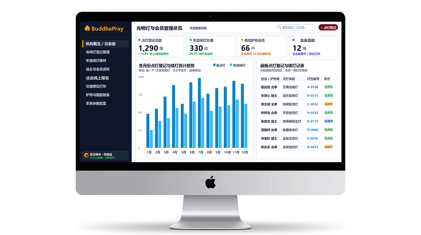 光明灯与会员管理系统界面展示